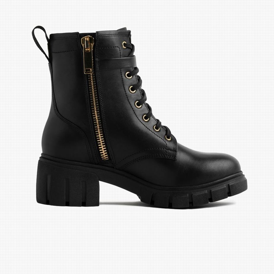 Thursday Boots Coda レディース レースアップブーツ 黒 ゴールド | MUB9126TO