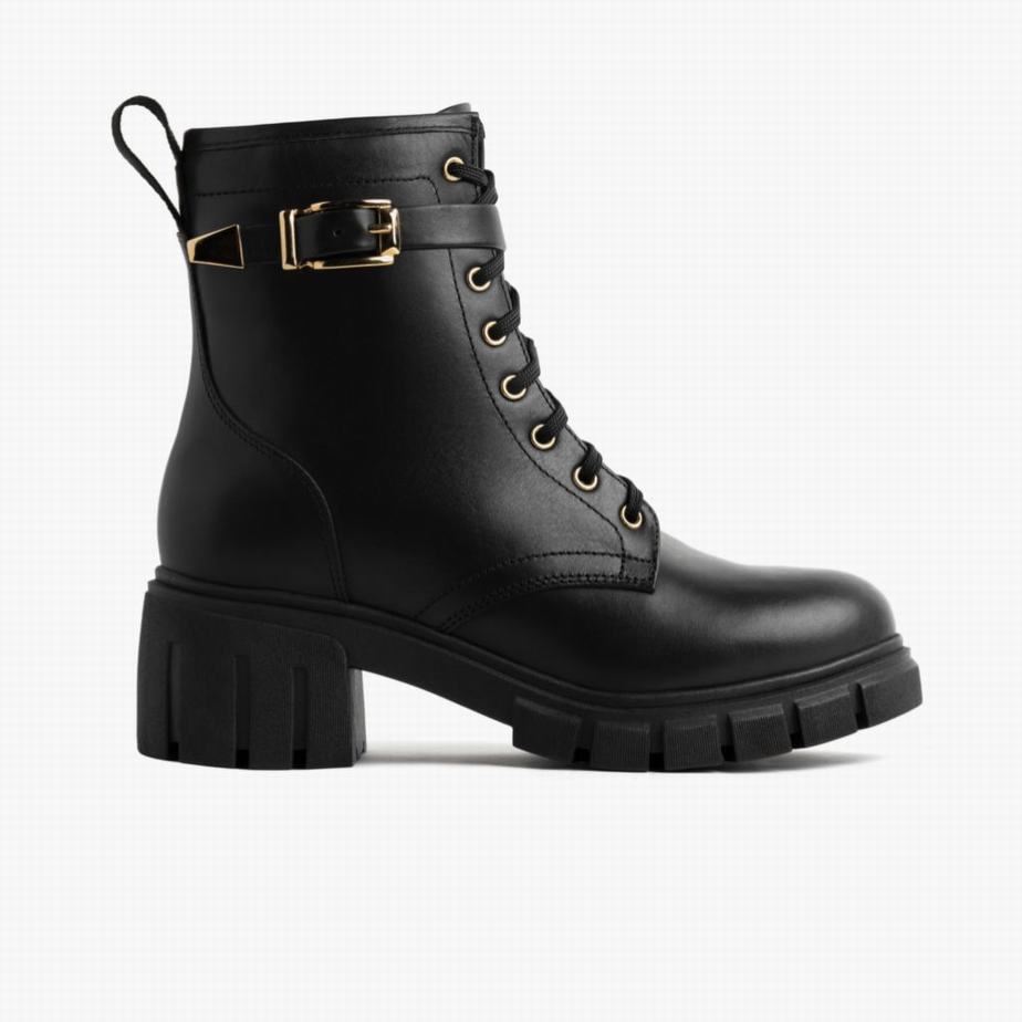 Thursday Boots Coda レディース レースアップブーツ 黒 ゴールド | MUB9126TO