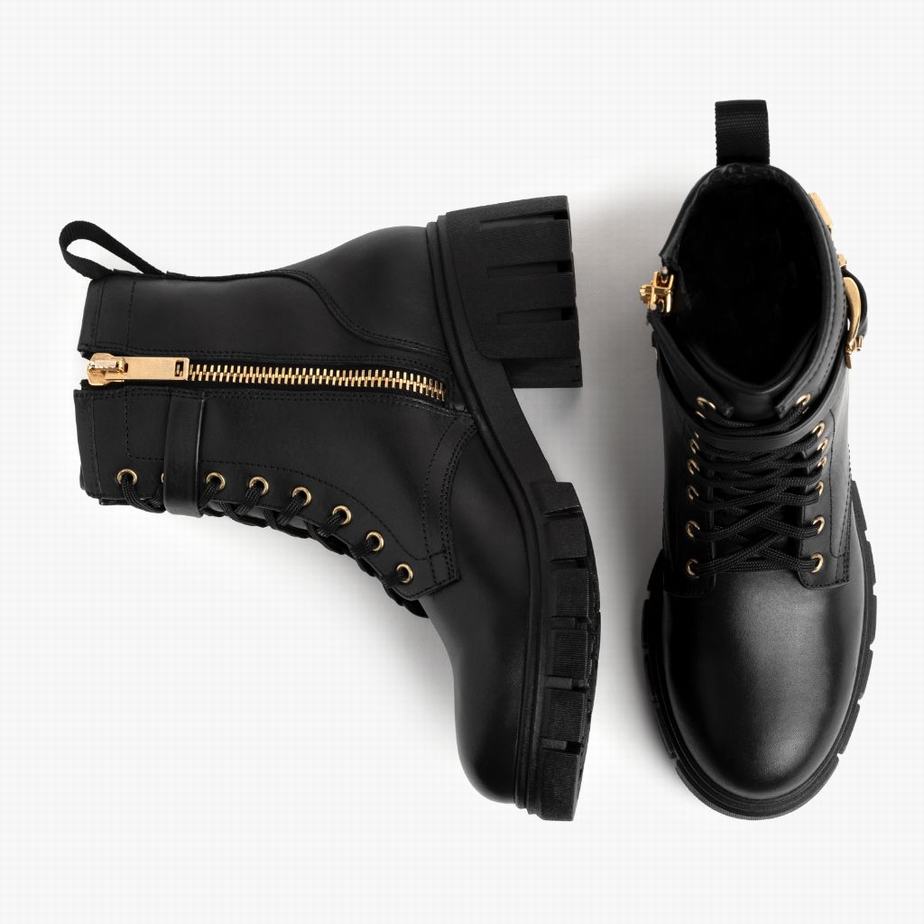 Thursday Boots Coda レディース レースアップブーツ 黒 ゴールド | MUB9126TO