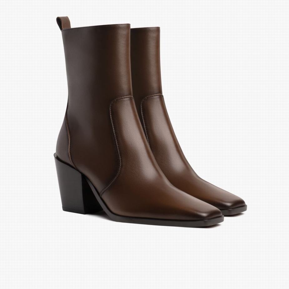 Thursday Boots Soho Zip レディース ブーティ チョコレート | JKT7334KG
